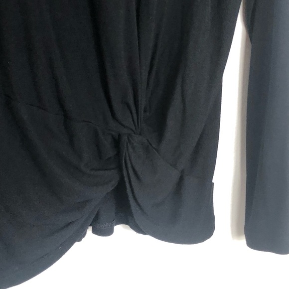 CAbi 3623 Women's Large Reveal Tee Shirt Top Solid Black Knotted Rayon Stretch - Picture 2 of 5